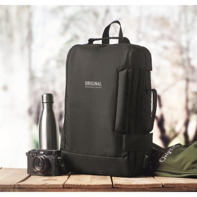 Mochila portátil con asa acolchada y bolsillo lateral